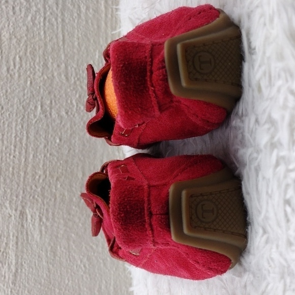 Talbots Red Suede Leather Tassel Upper Round Toe Slip On Flat Moccasin Shoe - Picture 5 of 16